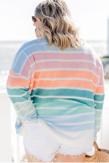 Fresh plus size sweater in pastel colored stripes