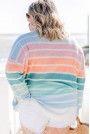 Свеж макси пуловер в пастелни цветни ивици