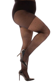 20 den black polka dot plus size tights