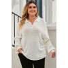 Oversized white plus size sweater with collar