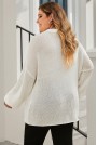 Oversized white plus size sweater with collar