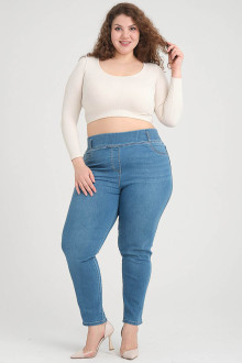 Clean light skinny plus size jeans with elastic waist