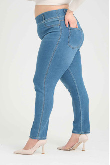 Clean light skinny plus size jeans with elastic waist