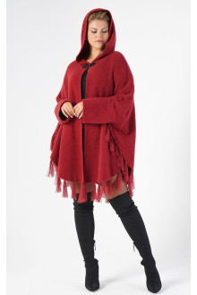 Luxurious fringe maxi coat in ash red