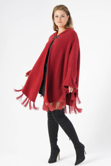 Luxurious fringe maxi coat in ash red