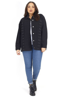 Plus size black denim jacket