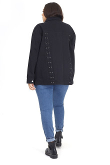 Plus size black denim jacket