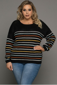 Black maxi sweater with thin floral stripe