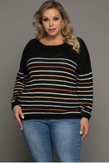 Black maxi sweater with thin floral stripe