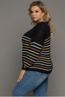 Black maxi sweater with thin floral stripe