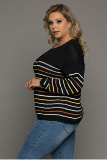 Black maxi sweater with thin floral stripe