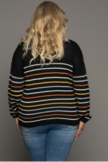 Black maxi sweater with thin floral stripe