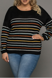 Black maxi sweater with thin floral stripe