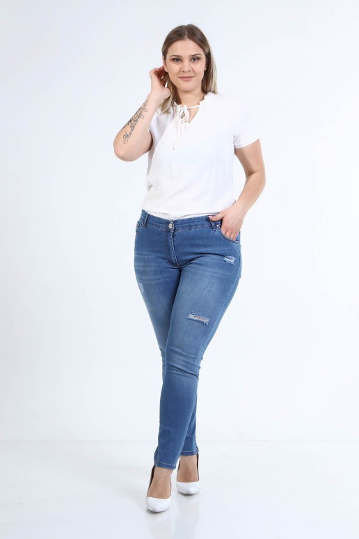 Plus size jeans with torn