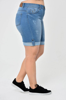 Plus size jeans with a hem in light denim