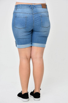 Plus size jeans with a hem in light denim