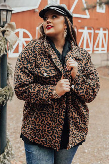 Transitional maxi coat in dark leopard print