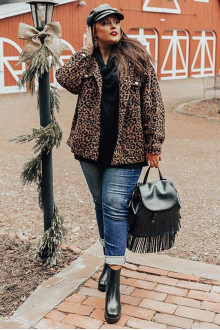 Transitional maxi coat in dark leopard print