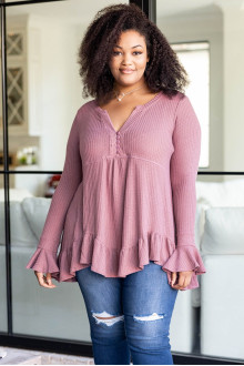 Waffle plus size Blouse - Rose Ash