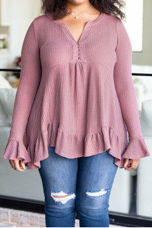 Waffle plus size Blouse - Rose Ash