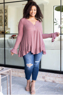 Waffle plus size Blouse - Rose Ash