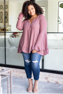 Waffle plus size Blouse - Rose Ash