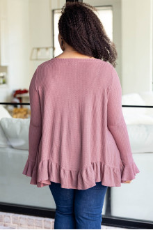 Waffle plus size Blouse - Rose Ash