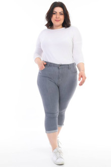 Super Skinny gray capri plus size jeans with hem