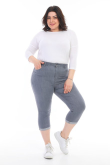 Super Skinny gray capri plus size jeans with hem