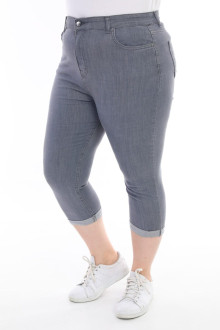 Super Skinny gray capri plus size jeans with hem