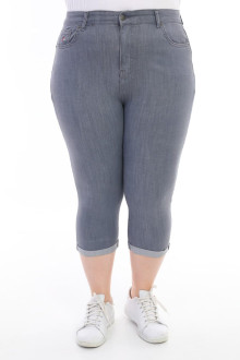 Super Skinny gray capri plus size jeans with hem