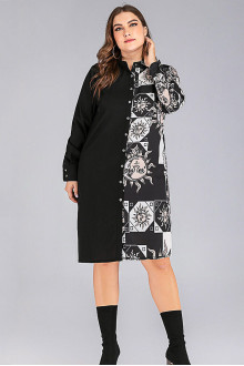 Plus size shirt dress with sun and moon print