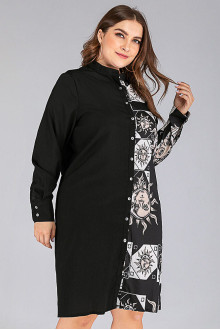 Plus size shirt dress with sun and moon print