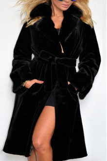 Sheer long black plus size coat