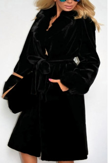 Sheer long black plus size coat