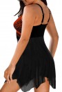 Макси танкини тип рокля черно с червени точки на деколтето