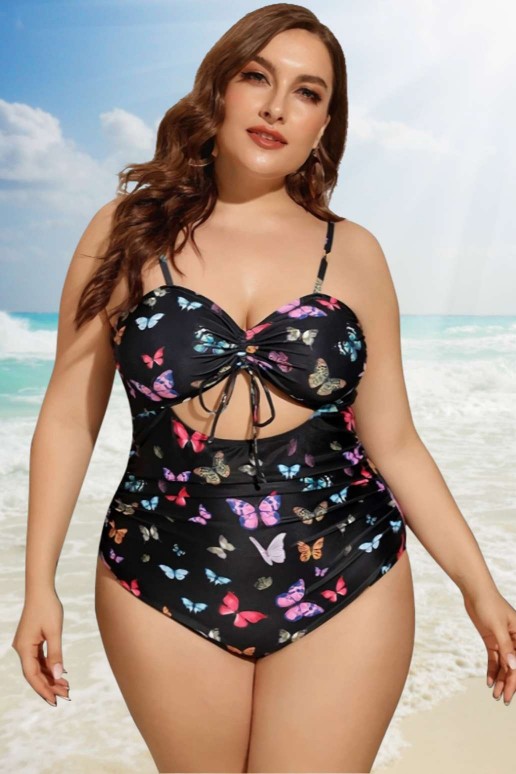 One-piece black butterfly and set plus size swimsuit