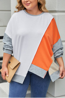 plus size sweatshirt with asymmetrical length and diagonal cut