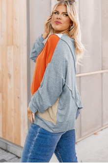 plus size sweatshirt with asymmetrical length and diagonal cut