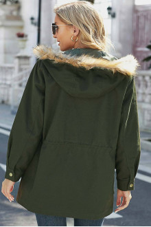 Transitional плус сизе parka jacket with fluffy hood in olive green