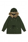 Transitional плус сизе parka jacket with fluffy hood in olive green