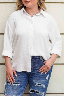 Plus size White linen shirt