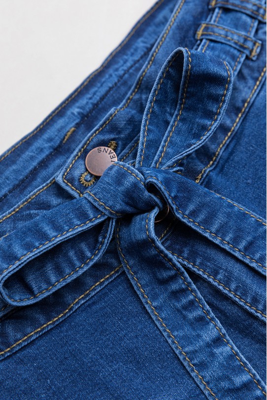 Макси дънки с италиански джобове и текстилен колан с възване