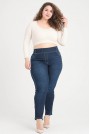 Clean dark skinny plus size jeans with elastic waist