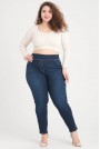 Clean dark skinny plus size jeans with elastic waist