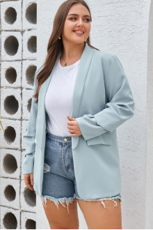 Sky blue lapel plus size blazer