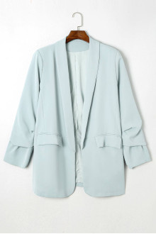 Sky blue lapel plus size blazer