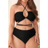 Black sexy plus size swimsuit with cross straps