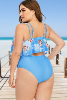 Angel print plus size swimsuit