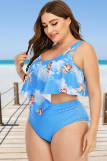 Angel print plus size swimsuit